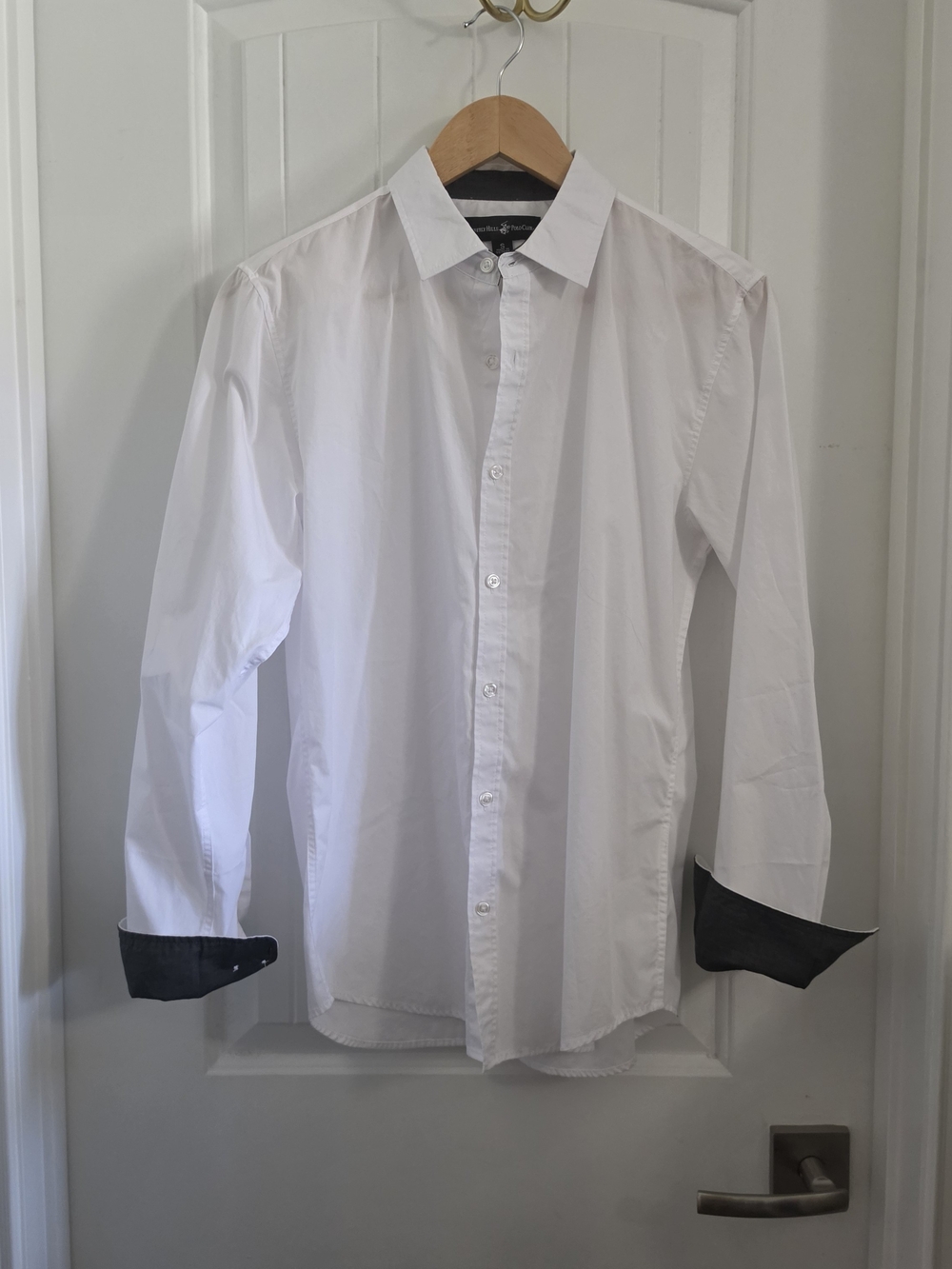 Beverly Hills Polo Club White Button Down Contrast Cuff Shirt – Size Small - Picture 2 of 10